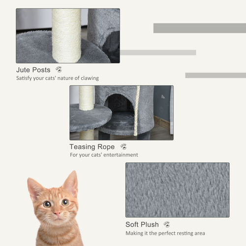 Katloom Medium Cat Tree with Bed and Scratching Posts - Grey