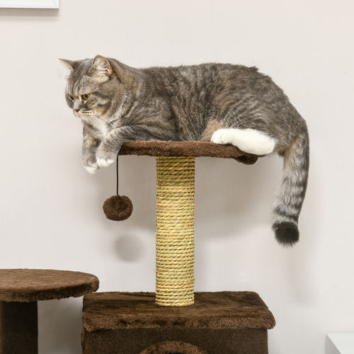 Katloom Comfy Cat Tree with Beds, Toys and Scratching Posts - Brown