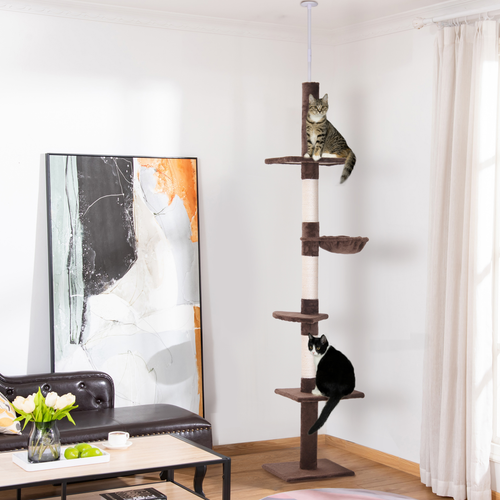 Katloom Floor to Ceiling Multi Perch Scratching Tower - Brown