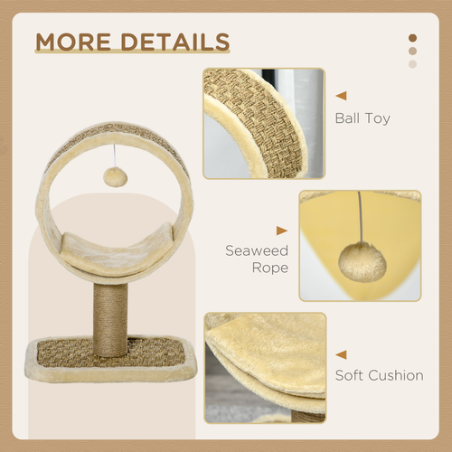 Katloom Floating Tunnel Bed with Scratching Top and Post - Beige
