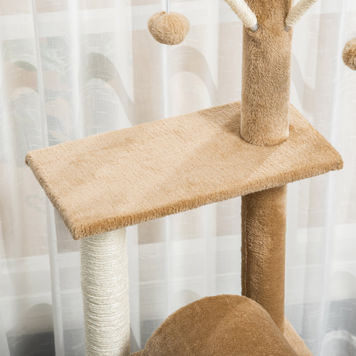 Katloom Activity Tree with Scratching Posts, Bed and Tunnel - Beige