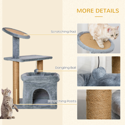 Katloom Bed Box with Scratching Saucer and Posts - Grey