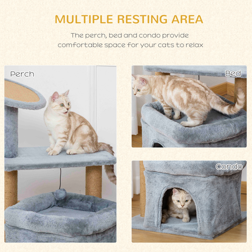 Katloom Bed Box with Scratching Saucer and Posts - Grey