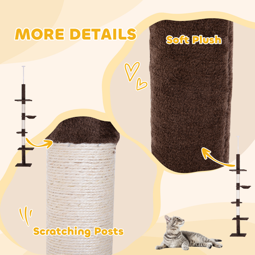 Katloom Floor to Ceiling Multi Perch Scratching Tower - Brown