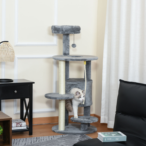 Katloom Medium Cat Tree with Bed and Scratching Posts - Grey
