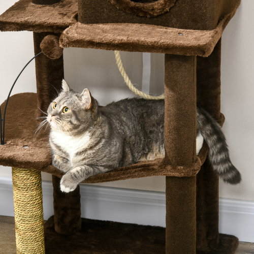 Katloom Comfy Cat Tree with Beds, Toys and Scratching Posts - Brown