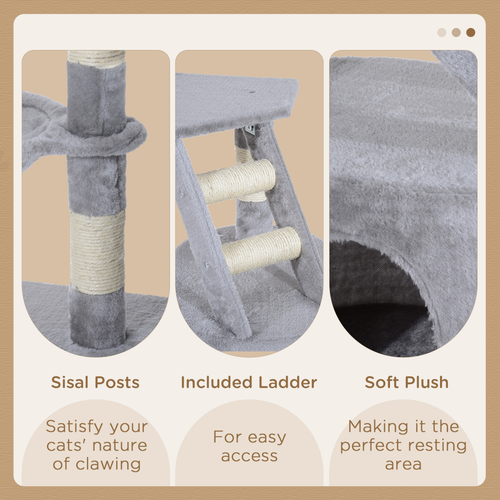 Katloom Cosy Cat Tree with Beds, Scratching Posts and Ladder - Grey