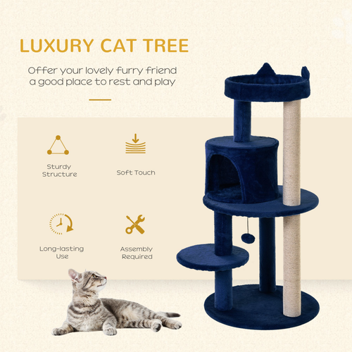 Katloom Medium Cat Tree with Bed and Scratching Posts - Blue