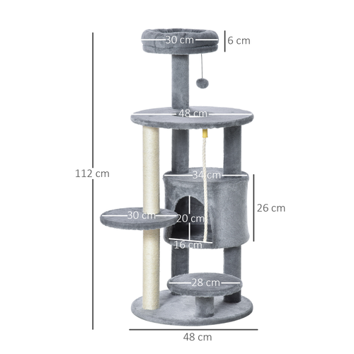 Katloom Medium Cat Tree with Bed and Scratching Posts - Grey