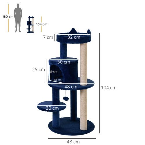 Katloom Medium Cat Tree with Bed and Scratching Posts - Blue