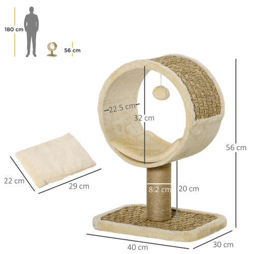 Katloom Floating Tunnel Bed with Scratching Top and Post - Beige