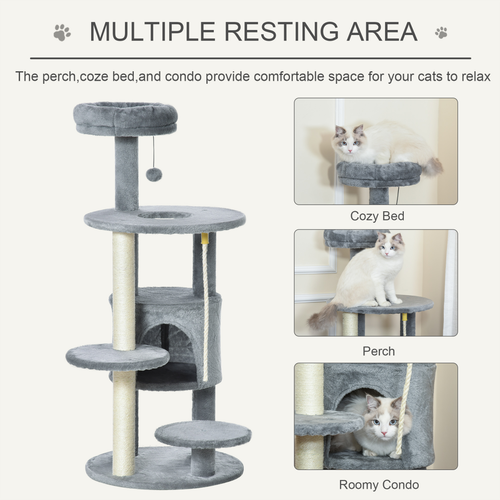 Katloom Medium Cat Tree with Bed and Scratching Posts - Grey