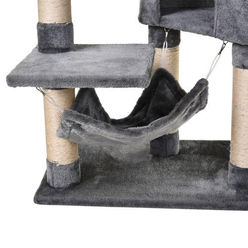 Katloom Large Cat Condo Activity Tree with Scratching Posts, Hammock and Beds - Grey