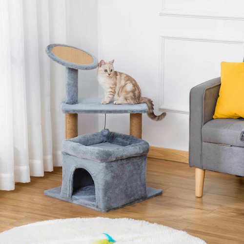 Katloom Bed Box with Scratching Saucer and Posts - Grey