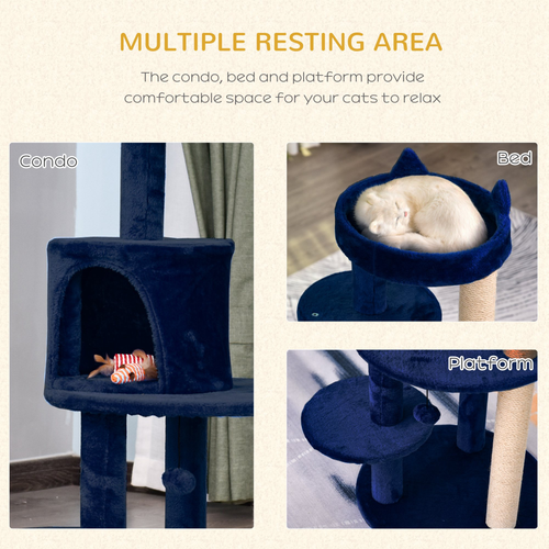 Katloom Medium Cat Tree with Bed and Scratching Posts - Blue