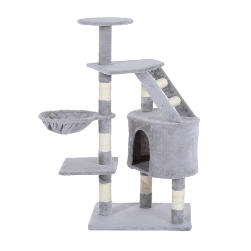 Katloom Cosy Cat Tree with Beds, Scratching Posts and Ladder - Grey