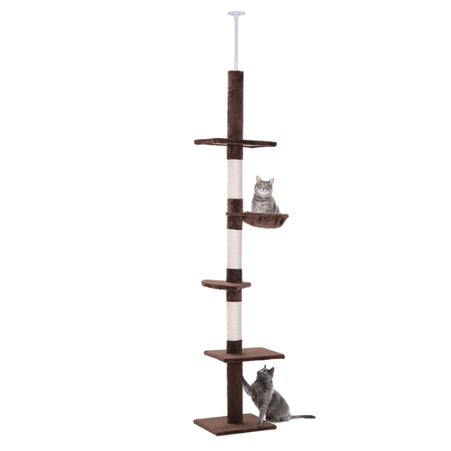 Katloom Floor to Ceiling Multi Perch Scratching Tower - Brown